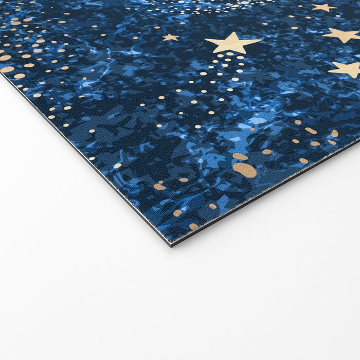 Magical Starry Night Sky Golden Cosmic Swirls Welcome Mat Gallery Image 2