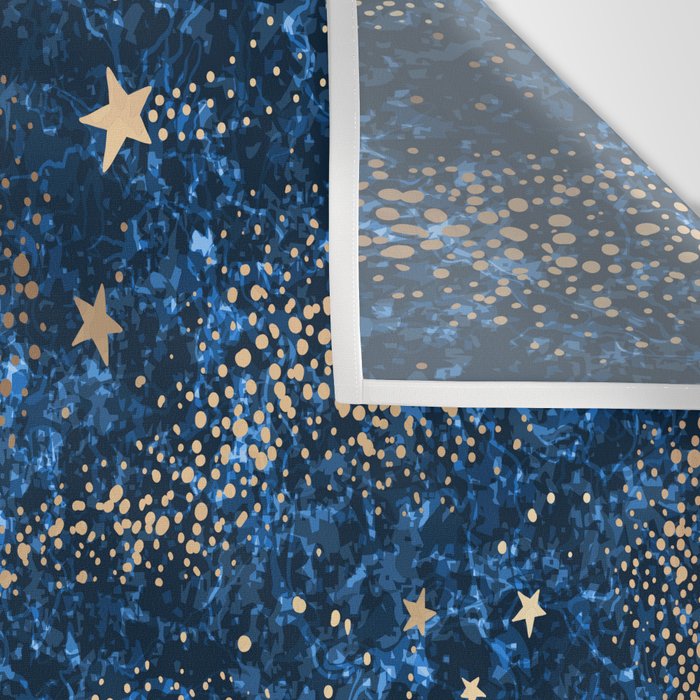 Magical Starry Night Sky Golden Cosmic Swirls Wall Tapestry Gallery Image 3
