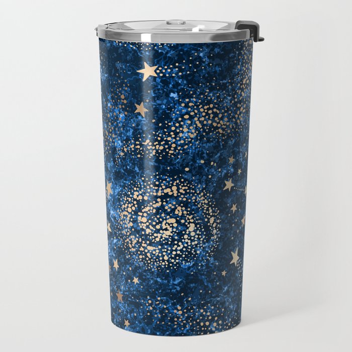 Magical Starry Night Sky Golden Cosmic Swirls Travel Mug Gallery Image 2