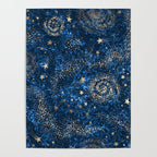 Magical Starry Night Sky Golden Cosmic Swirls Poster Gallery Image 4