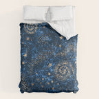 Magical Starry Night Sky Golden Cosmic Swirls Duvet Cover Gallery Image 6