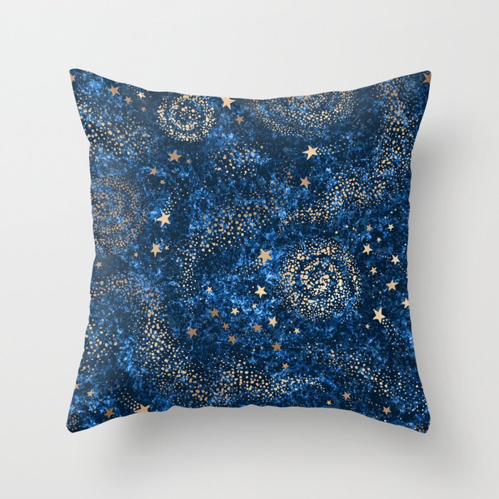 Magical Starry Night Sky Golden Cosmic Swirls Throw Pillow Gallery Image 6