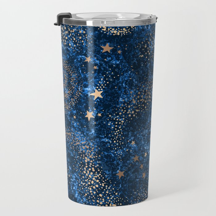 Magical Starry Night Sky Golden Cosmic Swirls Travel Mug Gallery Image 3