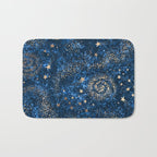 Magical Starry Night Sky Golden Cosmic Swirls Bath Mat Gallery Image 1