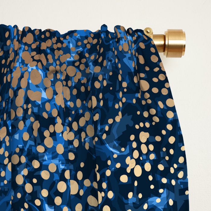 Magical Starry Night Sky Golden Cosmic Swirls Window Curtain Gallery Image 2