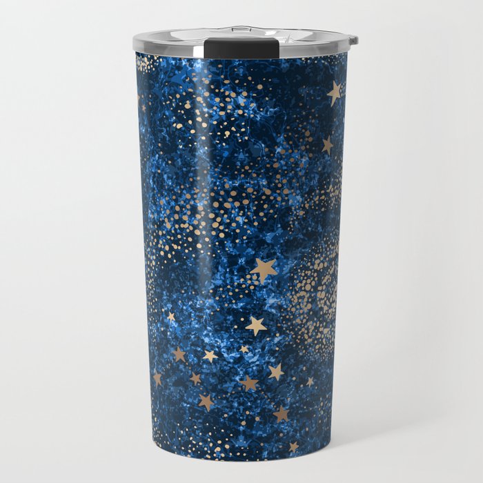 Magical Starry Night Sky Golden Cosmic Swirls Travel Mug Gallery Image 1