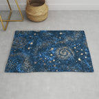 Magical Starry Night Sky Golden Cosmic Swirls Rug Gallery Image 1