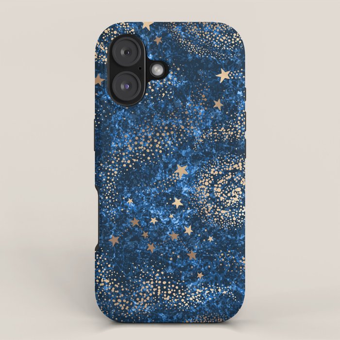 Magical Starry Night Sky Golden Cosmic Swirls iPhone Case Gallery Image 1
