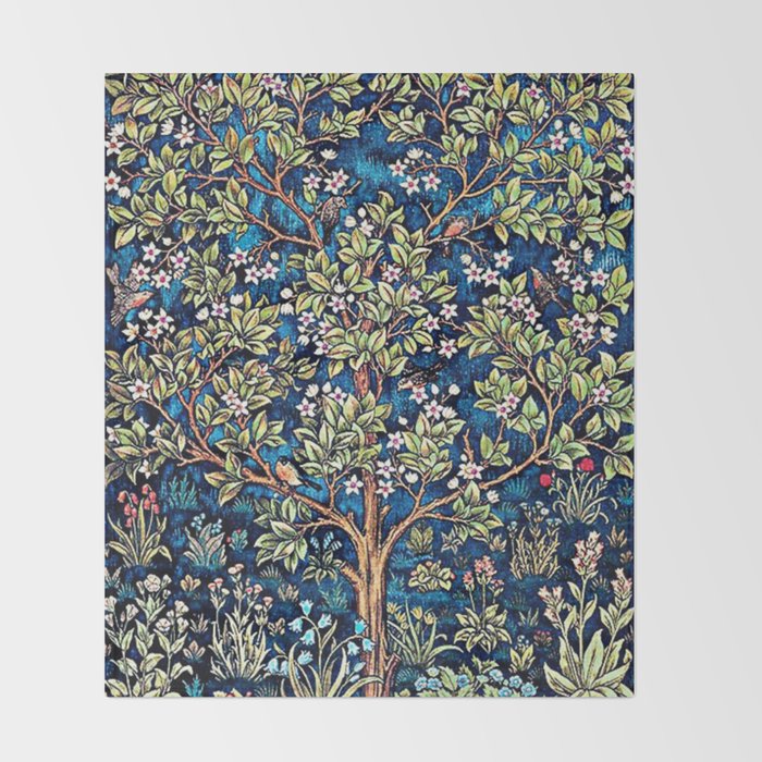 William Morris Tree Of Life, Morris floral, No,3. Throw Blanket Gallery Image 2