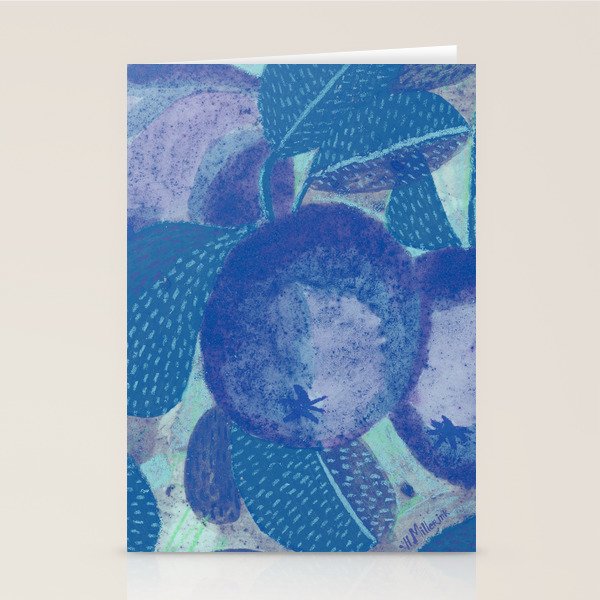 Fall Apple Orchard Painting in Cobalt Blue Stationery Card Gallery Image 2