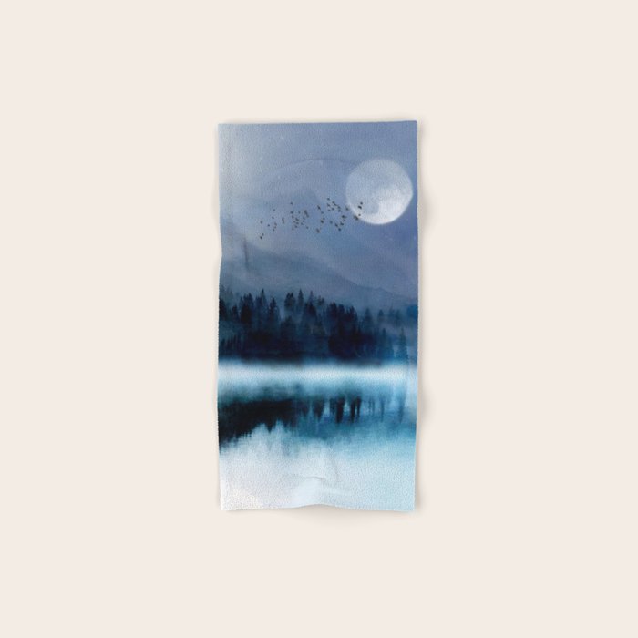 Mountainscape Under The Moonlight Bath Towel Gallery Image 1