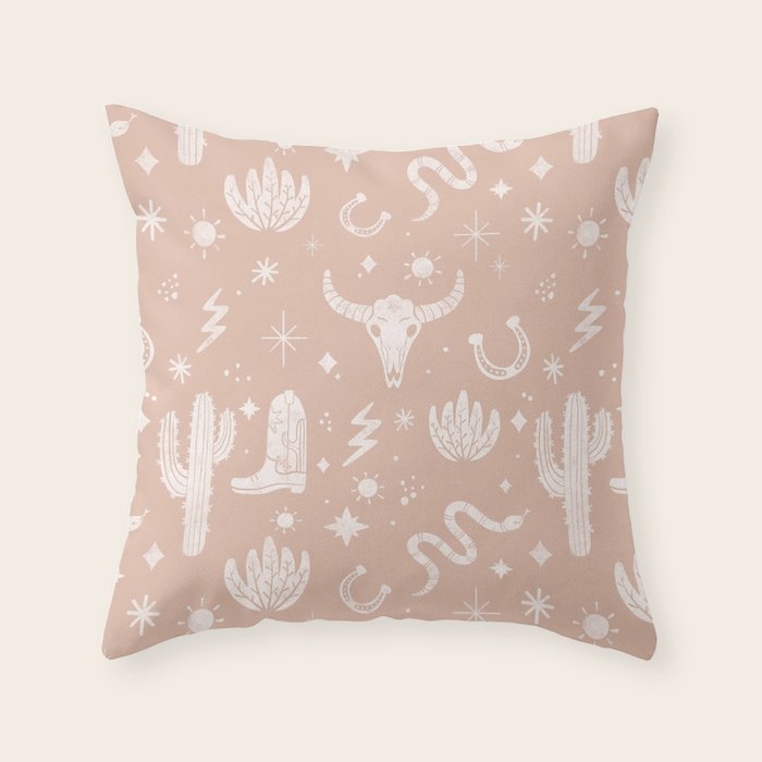 Cowboy Western Boho Earthy Pattern Throw Pillow Gallery Image 1
