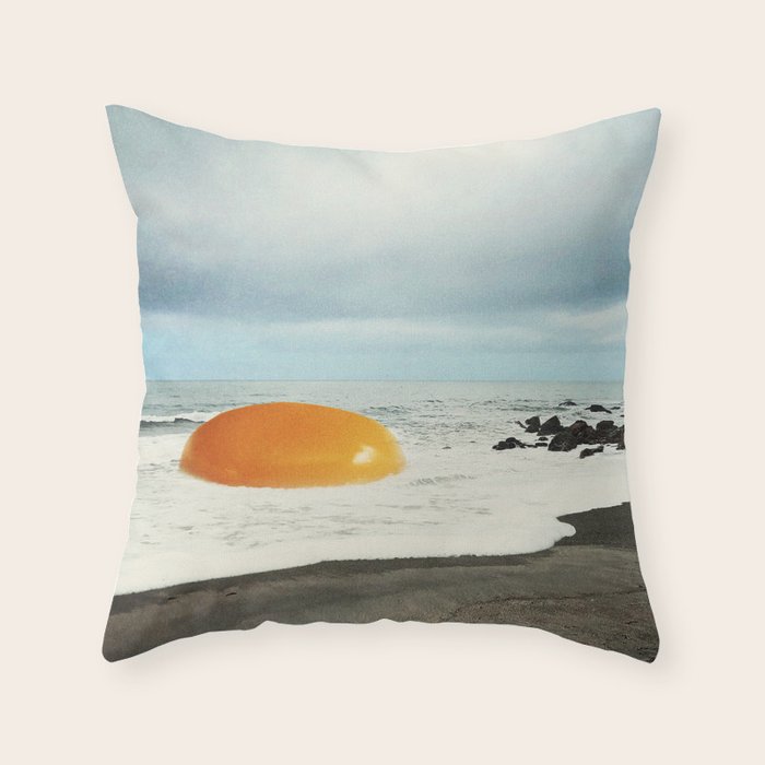 Beach Egg - Sunny side up breakfast Throw Pillow Gallery Image 6
