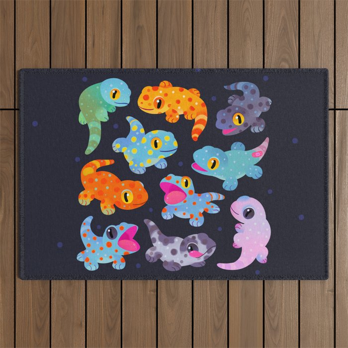 Tokay gecko - dark Outdoor Rug Gallery Image 1
