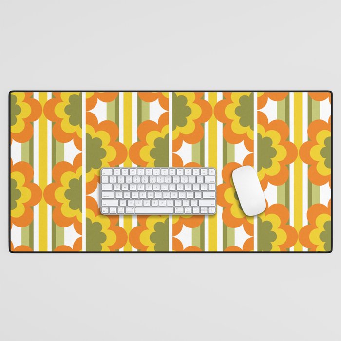 '70's Summer' Orange Yellow Green Desk Mat Gallery Image 1