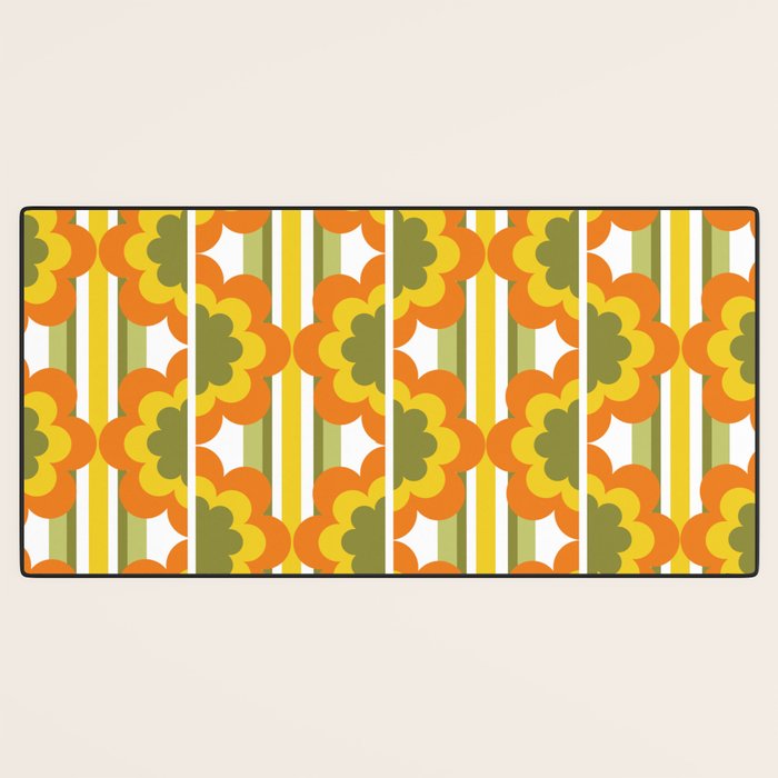 '70's Summer' Orange Yellow Green Desk Mat Gallery Image 3