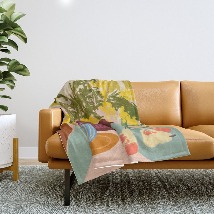 MIMOSAS STILL LIFE Throw Blanket Gallery Image 1
