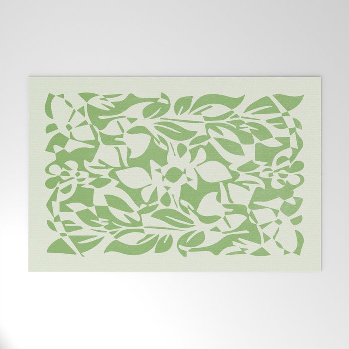 Floral Pattern: Forest Green Edition Welcome Mat Gallery Image 1