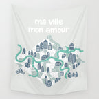ma ville mon amour; City life collection soft grey  Wall Tapestry Gallery Image 4