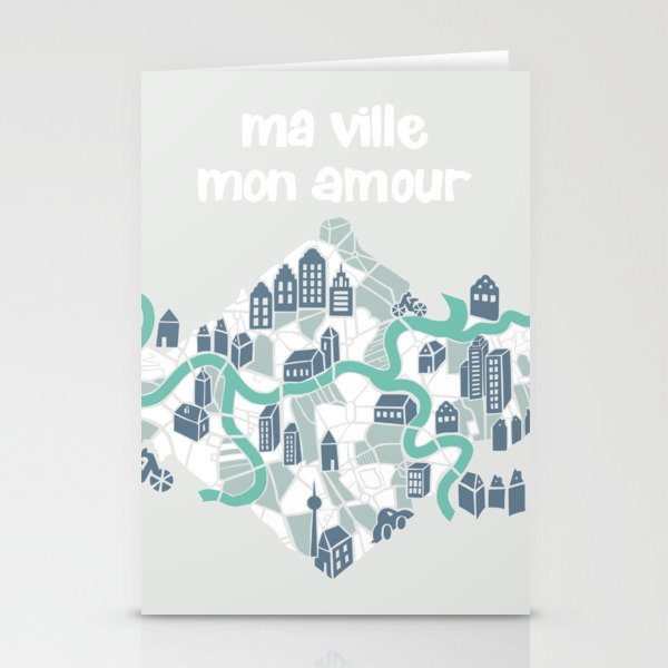 ma ville mon amour; City life collection soft grey  Stationery Card Gallery Image 2
