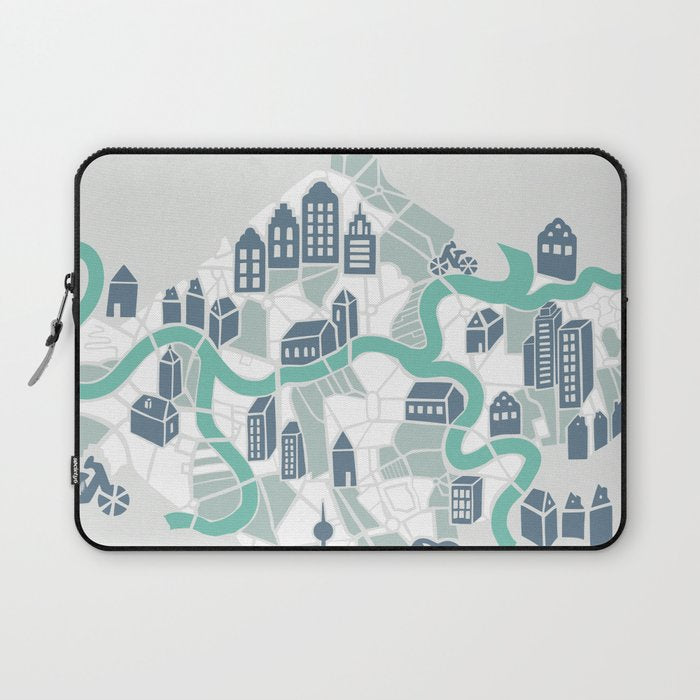 ma ville mon amour; City life collection soft grey  Laptop Sleeve Gallery Image 1