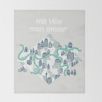 ma ville mon amour; City life collection soft grey  Throw Blanket Gallery Image 2