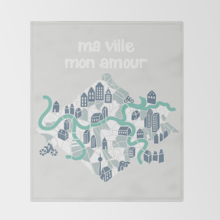 ma ville mon amour; City life collection soft grey  Throw Blanket Gallery Image 2