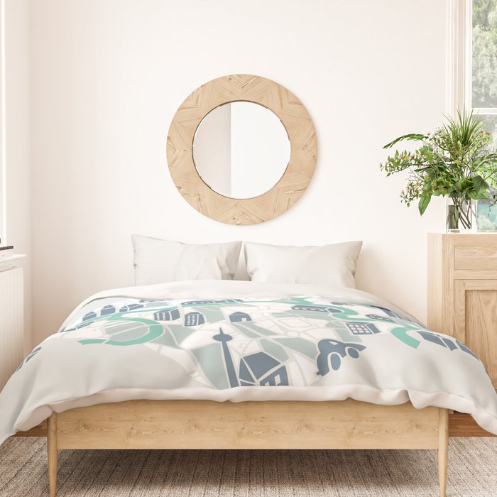 ma ville mon amour; City life collection soft grey  Duvet Cover Gallery Image 3