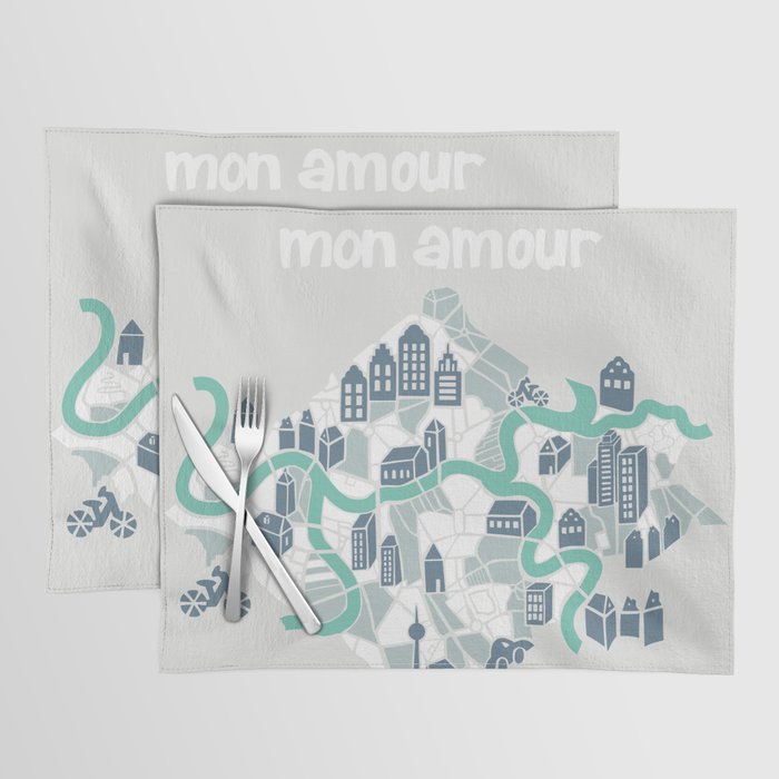 ma ville mon amour; City life collection soft grey  Placemat Gallery Image 1