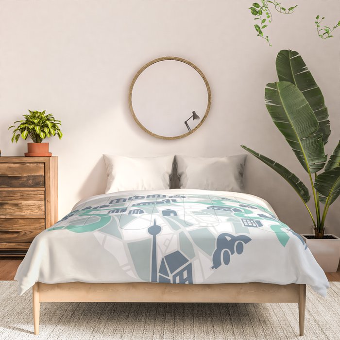 ma ville mon amour; City life collection soft grey  Comforter Gallery Image 3