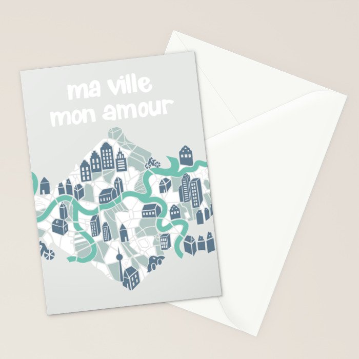 ma ville mon amour; City life collection soft grey  Stationery Card Gallery Image 2