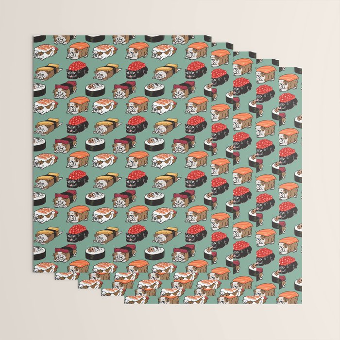 Sushi English Bulldog Wrapping Paper Gallery Image 3