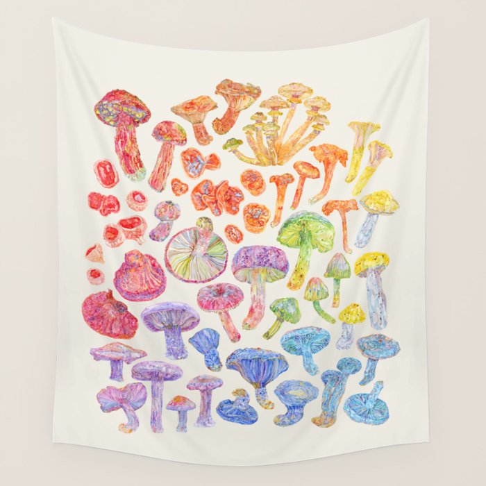 Wild Mushroom Rainbow - Neutral Wall Tapestry Gallery Image 4