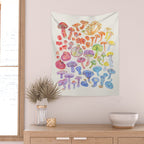 Wild Mushroom Rainbow - Neutral Wall Tapestry Gallery Image 2