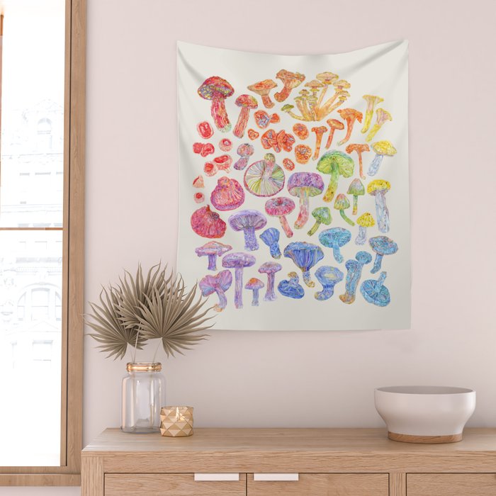 Wild Mushroom Rainbow - Neutral Wall Tapestry Gallery Image 2