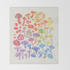Wild Mushroom Rainbow - Neutral Throw Blanket Gallery Image 2