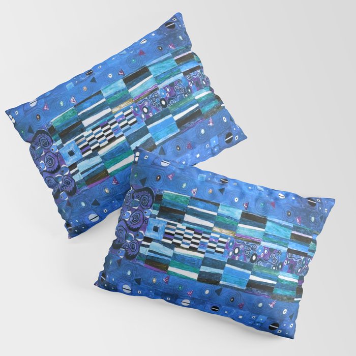 Gustav Klimt Stoclet Frieze, Blue Pillow Sham Gallery Image 3