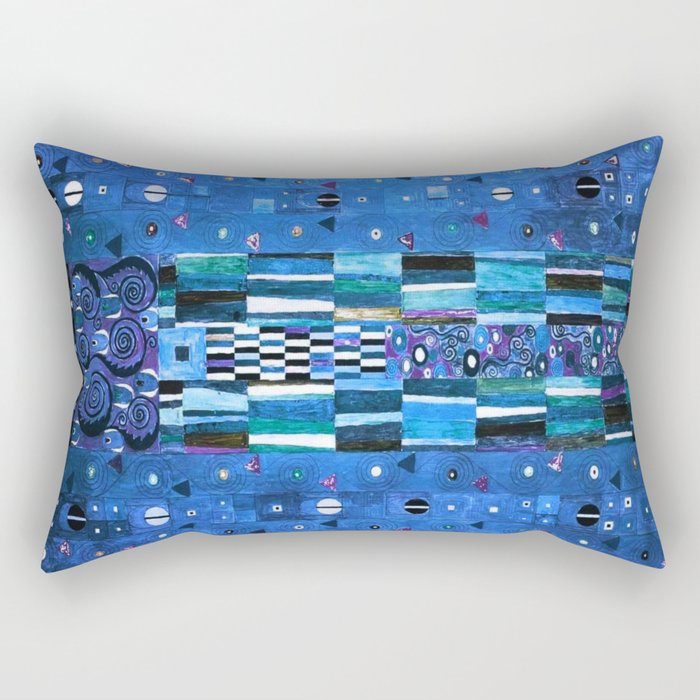 Gustav Klimt Stoclet Frieze, Blue Rectangular Pillow Gallery Image 1