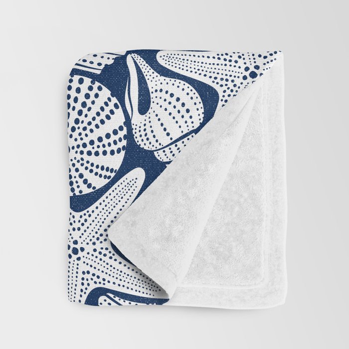 Ocean Floor Nautical Shells Navy Blue Throw Blanket Gallery Image 3