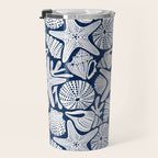 Ocean Floor Nautical Shells Navy Blue Travel Mug Gallery Image 3