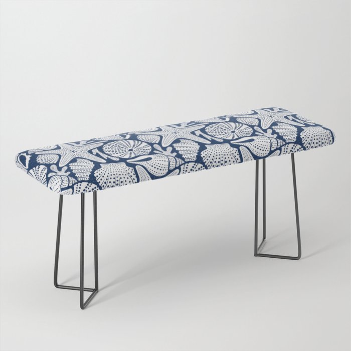 Ocean Floor Nautical Shells Navy Blue Bench Gallery Image 1