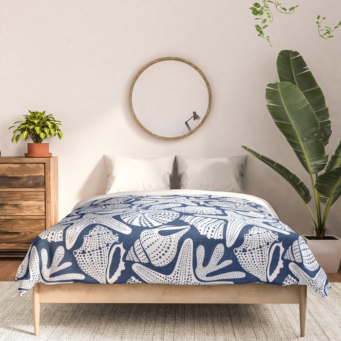 Ocean Floor Nautical Shells Navy Blue Comforter Gallery Image 3