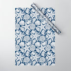 Ocean Floor Nautical Shells Navy Blue Wrapping Paper Gallery Image 1