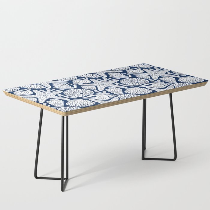 Ocean Floor Nautical Shells Navy Blue Coffee Table Gallery Image 1