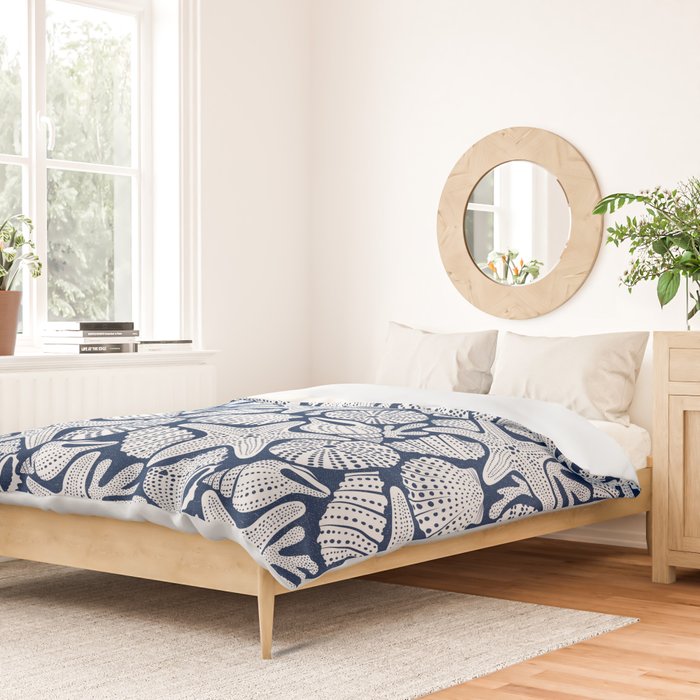 Ocean Floor Nautical Shells Navy Blue Duvet Cover Gallery Image 2