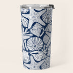 Ocean Floor Nautical Shells Navy Blue Travel Mug Gallery Image 2