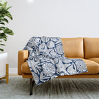 Ocean Floor Nautical Shells Navy Blue Throw Blanket Gallery Image 1