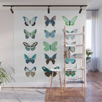 Green and Blue Butterflies Wall Mural Gallery Image 1