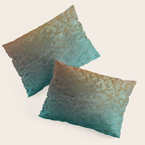 Teal And Copper Rust In Vintage Aesthetic Grunge Pillow Sham Gallery Image 3
