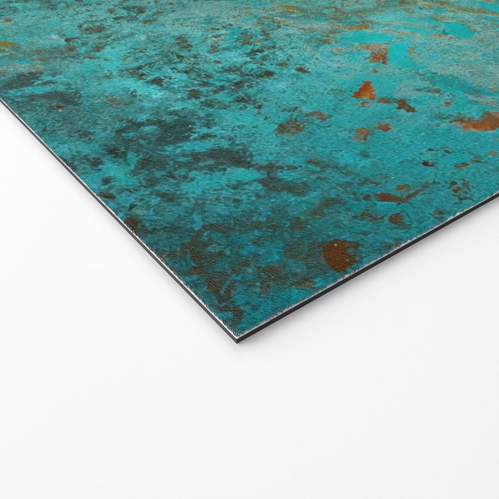 Teal and Copper Rust in Vintage Aesthetic Grunge Welcome Mat Gallery Image 2